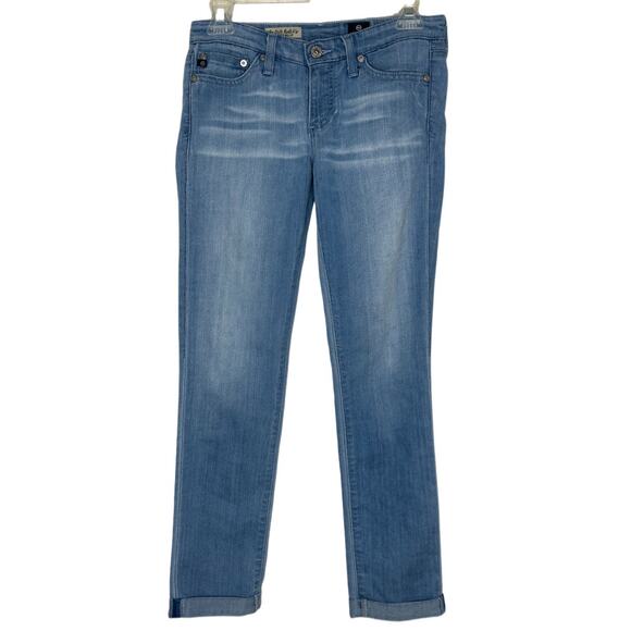 AG Adriano Goldschmied The Stilt Cigarette Roll-Up Mid Rise Light Wash Jeans 25R - Picture 1 of 7